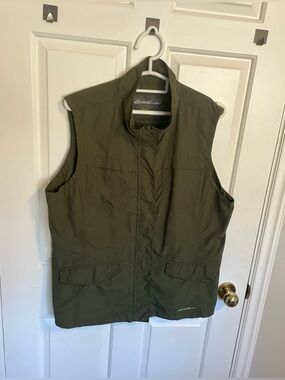 Eddie Bauer Olive Utility Jacket Vest Hybrid